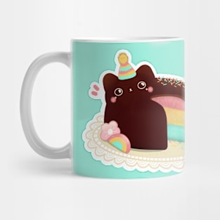 Rainbow Cat Celebration Chocolate Cake Mug